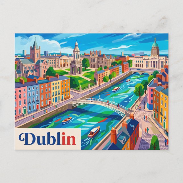 Cartão Postal Dublin Irlanda (Frente)