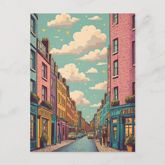 Cartão Postal Dublin Irlanda antiga (Frente)