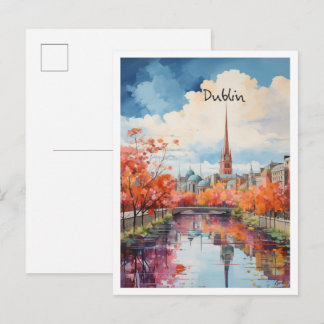 Cartão Postal Dublin Irlanda Arte Viagem