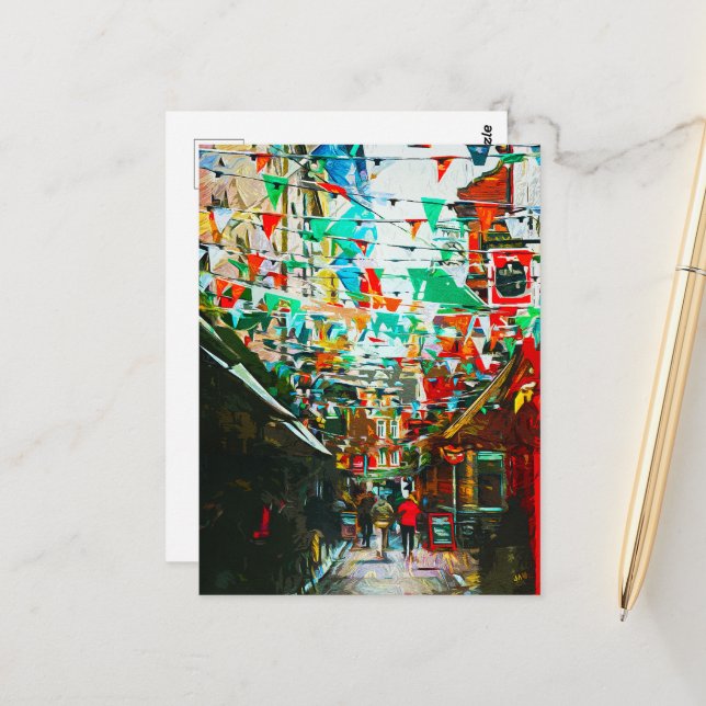 Cartão Postal Dublin, Irlanda City Street Scene (Frente/Verso In Situ)