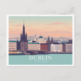 Cartão Postal Dublin Irlanda Pastel Viagem Design