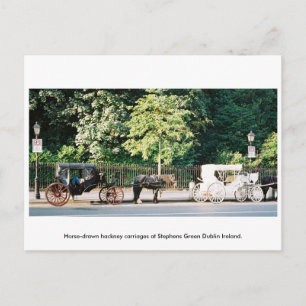 Cartão Postal Dublin Irlanda, Stephens Green Horse carruagems