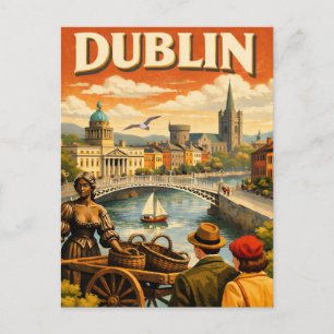 Cartão Postal Dublin Irlanda Viagens Antigas