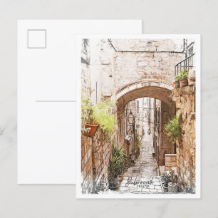 Cartão Postal Dubrovnik Croácia Belo Lápis de Cores