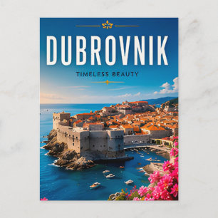 Cartão Postal 🏰 Dubrovnik Croácia Cidade Costeira Decoração de