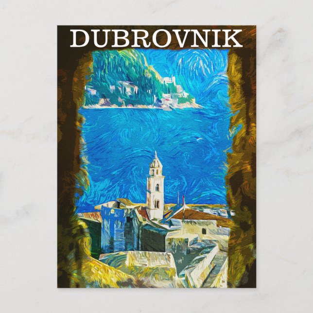 Cartão Postal Dubrovnik Croácia Drawing Watercolor (Frente)