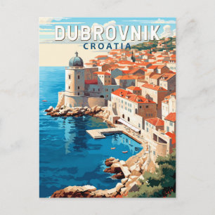 Cartão Postal Dubrovnik Croácia Viagem Arte Vintage