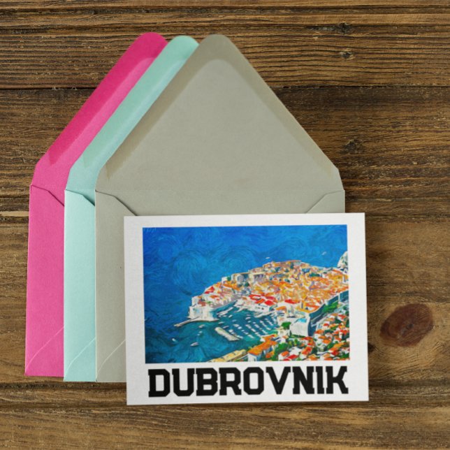 Cartão Postal Dubrovnik Croácia Watercolor Oil Paint (Croatia Dubrovnik City view postcard)