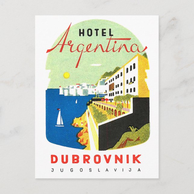 Cartão Postal Dubrovnik, Jugoslávia, mar Adriático, colheita (Frente)