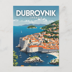Cartão Postal Dubrovnik Nostalgic Retro-Viagem Art