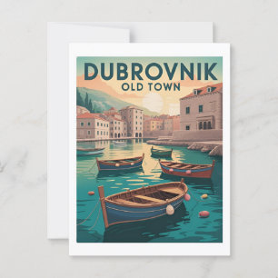 Cartão Postal Dubrovnik Old Town Poster vintage - Retro Waterfro