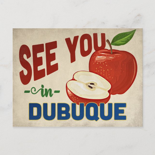 Cartão Postal Dubuque Iowa Apple - Viagens vintage (Frente)
