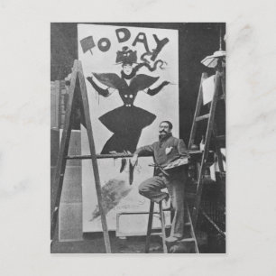 Cartão Postal Dudley Hardy pintando um poster