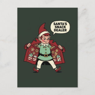 Cartão Postal Duende Comerciante de Lanches do Papai Noel