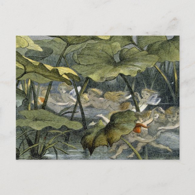 Cartão Postal Duendes de madeira no jogo, ilustração de 'em (Frente)