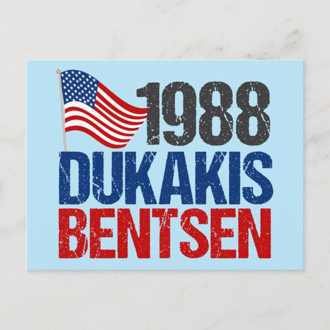 Cartão Postal Dukakis Bentsen Funny Retro Eleição 1988 (Frente)