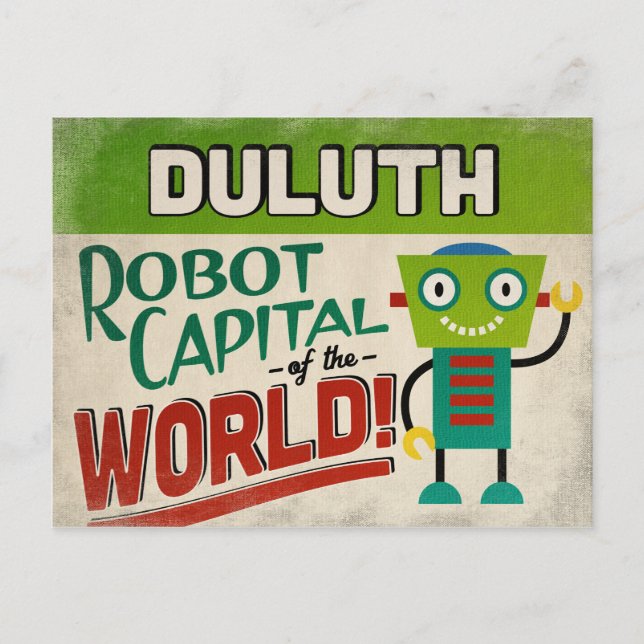 Cartão Postal Duluth Minnesota Robot - Engraçado Vintage (Frente)
