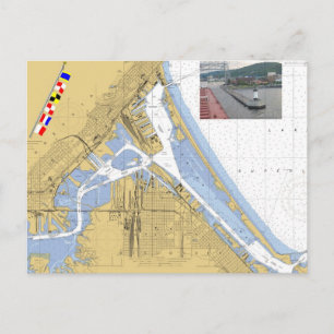 Cartão Postal Duluth, MN Harbour Chart Signal Flagges ship