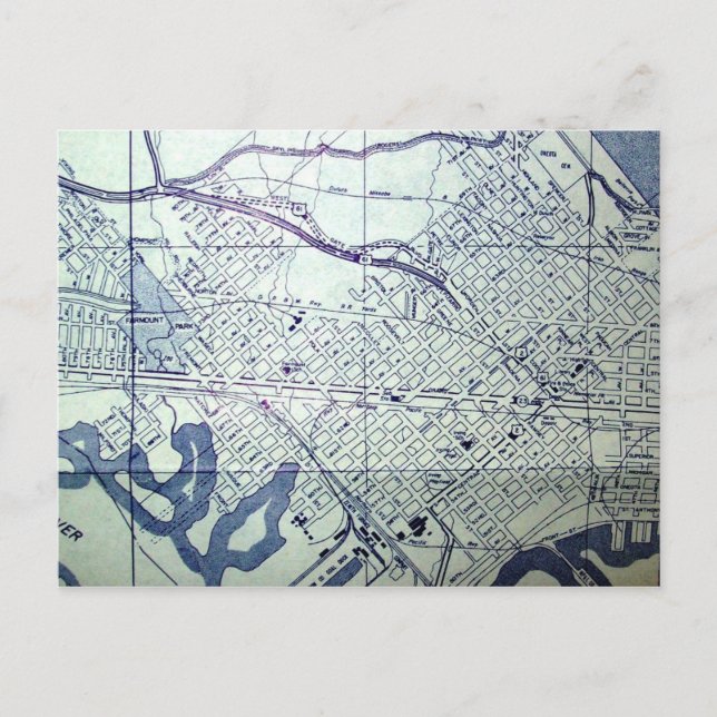 Cartão Postal Duluth, MN Vintage Map (Frente)