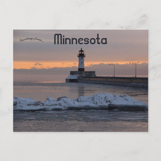 Cartão Postal Duluth North Pier Light Minnesota (Frente)