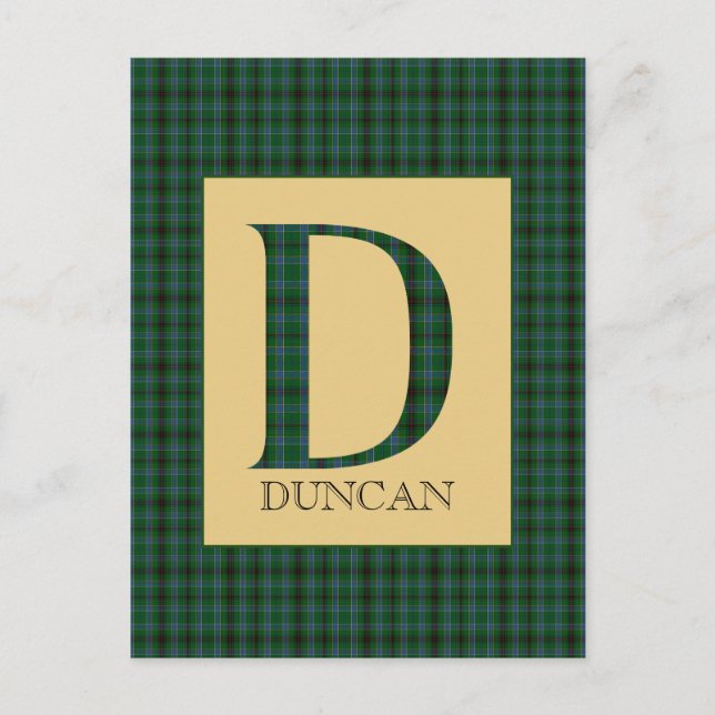 Cartão Postal Duncan Tartan Monograma D (Frente)