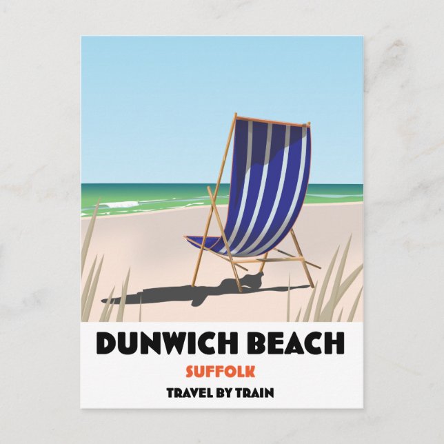 Cartão Postal Dunwch Beach Suffolk vintage poster (Frente)