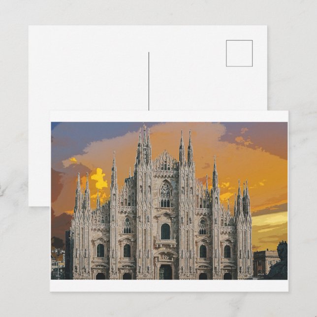 Cartão Postal Duomo di Milano Church Milão Itália (Frente/Verso)