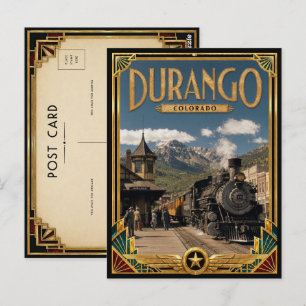 Cartão Postal Durango Colorado Vintage Arte Deco Idade Dourada