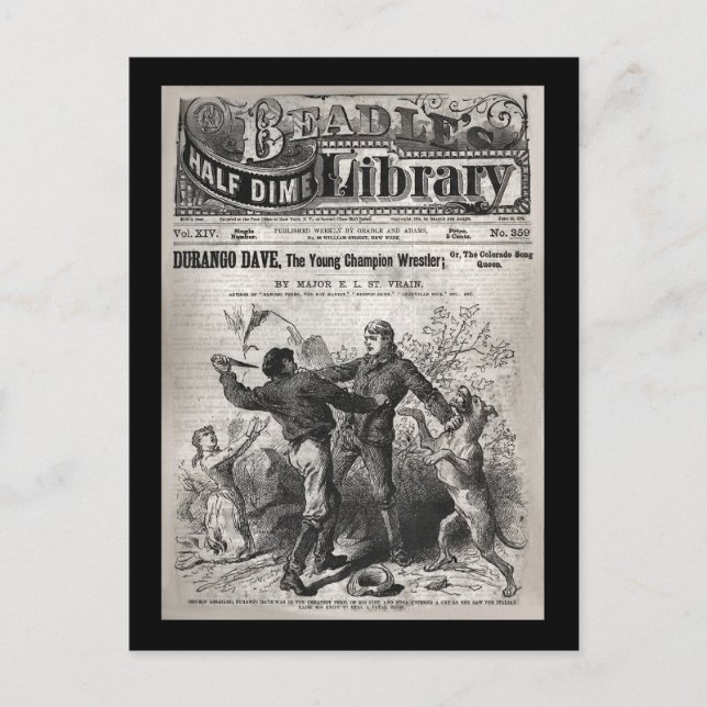 Cartão Postal Durango Dave - Biblioteca Half Dime de Beadle 1904 (Frente)