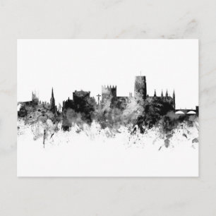 Cartão Postal Durham England Skyline Cityscape Black White