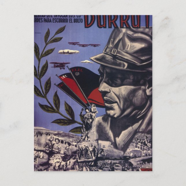 Cartão Postal Durruti. Verdadeiros Anarquistas são - Cartaz de P (Frente)
