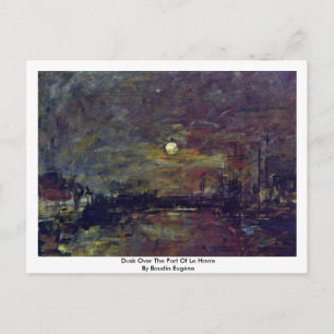 Cartão Postal Dusk Sobre O Porto De Havre, Por Boudin Eugène
