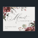 Cartão Postal Dusky Red Poinsettia Floral Feliz Natal<br><div class="desc">Se precisar de mais alguma personalização,  por favor,  sinta-se à vontade para me enviar uma mensagem em yellowfebstudio@gmail.com.</div>
