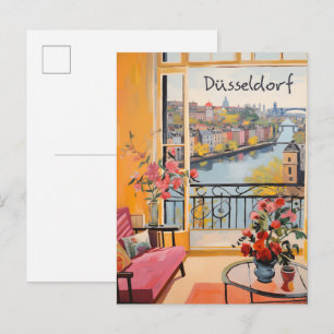 Cartão Postal Düsseldorf Alemanha Viagem Cidade Pintura Estética