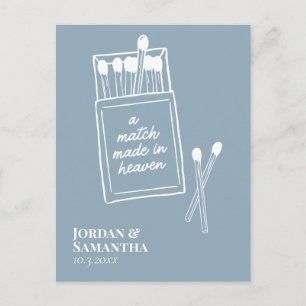 Cartão Postal Dusty Blue Match Made in Heaven Save Date (Corresp