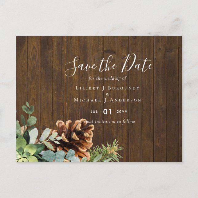 Cartão Postal Dusty Blue Wedding Eucalyptus Greenery Orçamento (Frente)
