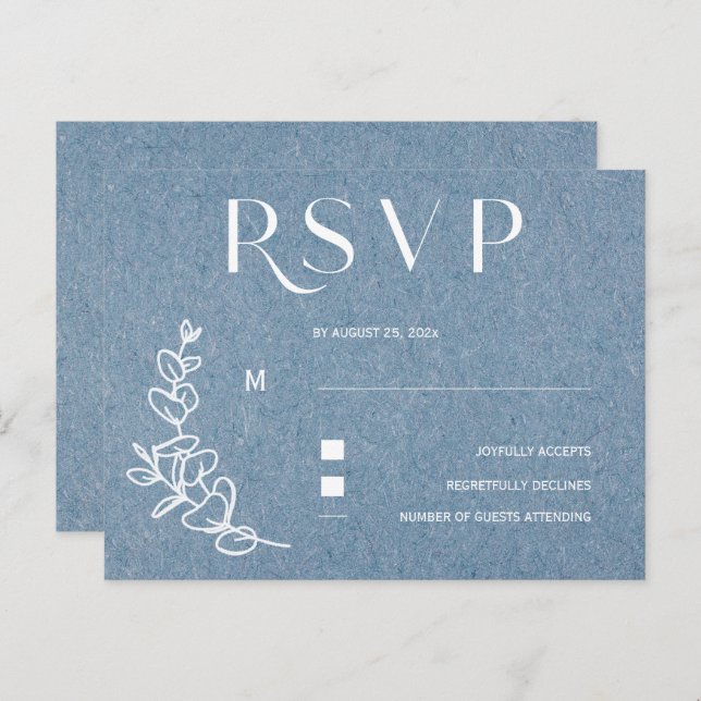 Cartão Postal Dusty Blue Wedding RSVP (Frente/Verso)