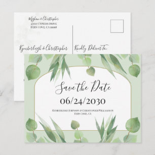 Cartão Postal Dusty Green Arch Casamento Geométrico Salvar a Da