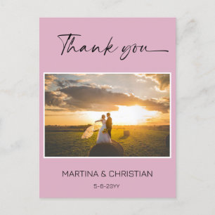Cartão Postal Dusty Pink Weding Obrigado Cartão-Postal Fotográfi