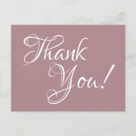 Cartão Postal Dusty Rosa e Caligrafia Branca Obrigado