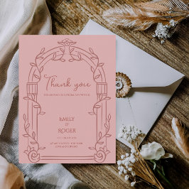 Cartão Postal Dusty Rose Ornate Arch Botanical Wedding Thank You
