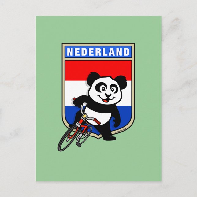 Cartão Postal Dutch Cycling Panda (Frente)
