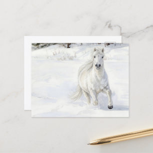 Cartão Postal Dyfra o Cavalo Islandês Galopando na Neve