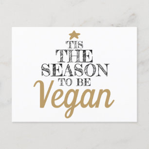 Cartão Postal "É a estação do Vegan preto e dourado