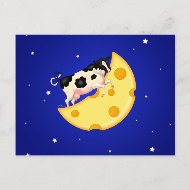 Cartão Postal E a vaca saltou sobre a lua de queijo (Frente)