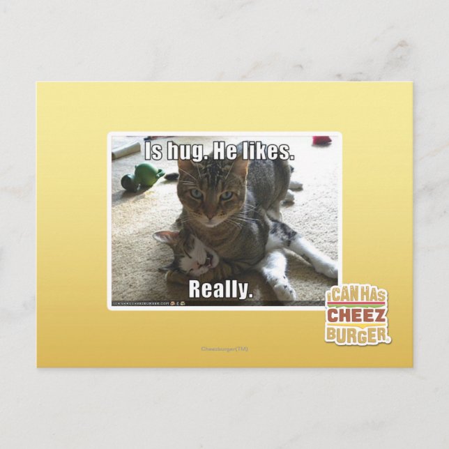 Cartão Postal É abraço. Ele gosta. (Frente)