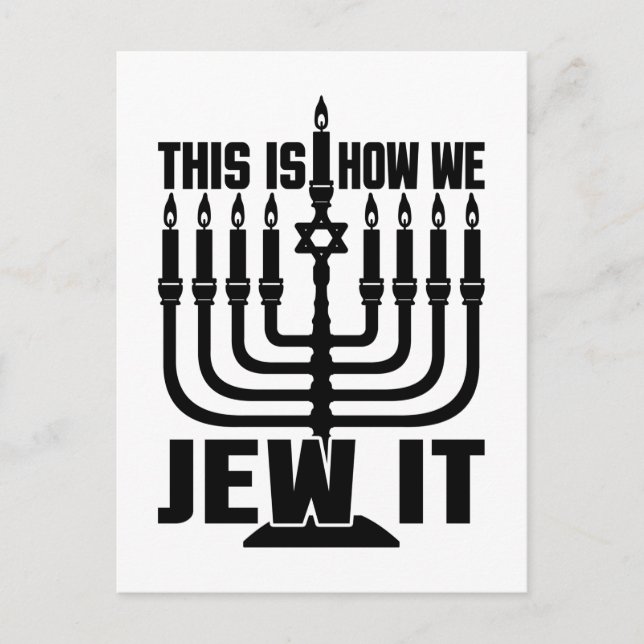 Cartão Postal É Assim Que Nós O Joramos, Menorah Juewish Holiday (Frente)