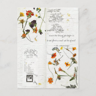 Cartão Postal e. cumes prensados flores diário cursivo