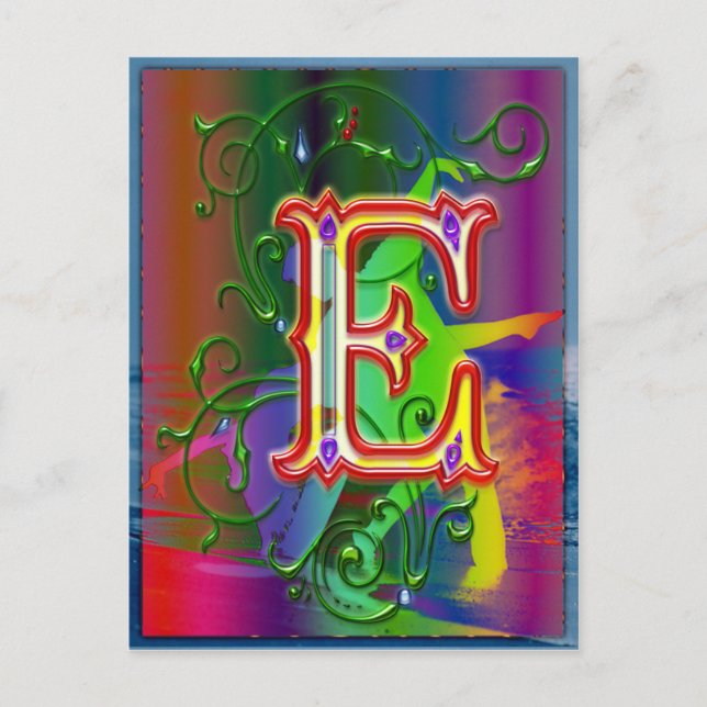 Cartão postal E de dançarinos alfabéticos (Frente)