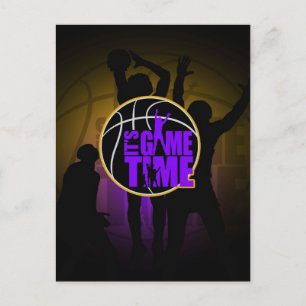 Cartão Postal É hora do jogo - Roxo e Dourado